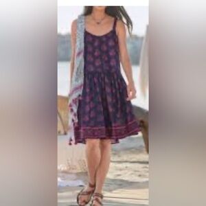 Sundance Rama Summer Dress Purple Pullover Cotton Size Small